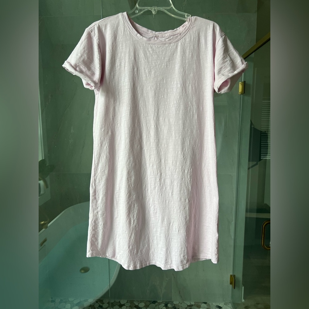 Daily Ritual Lived-in Cotton Relaxed-fit Roll-Sleeve Crewneck T-Shirt Dress